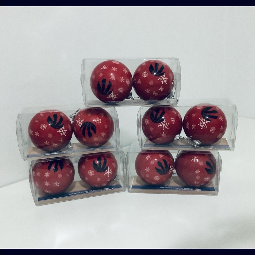 NBA RAPTORS SHATTERPROOF ORNAMENTS. 5 Sets (Total of 10 pieces), BRAND NEW 🎈